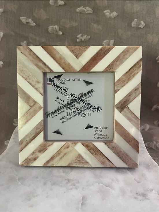 Artisan Other - Cream and Brown marbled chevron Photo Frame